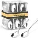 Qeirudu 4 Inch Silver Plastic Mini Spoons, 100 Pack Heavy Duty Small Tasting Spoons for Party Dessert Shooters, Appetizers, Ice Creams, Food Samples, Puddings