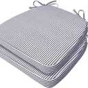 AAAAAcessories D-Shaped Chair Cushions, 2" Thick Dining Chair Pads with Ties and Removable, Machine-Washable Cover, 17" x 16", Set of 2, Pinstripe Black