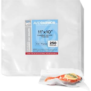 Avid Armor Chamber Vacuum Sealer Bags Heavy Duty, BPA-Free, Pre-Cut Chamber Vacuum Bags for Food Preservation, Freezer Storage, Sous Vide and more, 250/Pack (11x10) Multi-Use Vacuum Bags