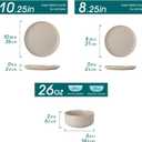 vancasso PLAYA Ceramic Plates and Bowls Sets,24 Pieces Grey Dinnerware Sets for Kitchen,Reactive Glaze Dishes Set for 8, Dishwasher and Microwave Safe