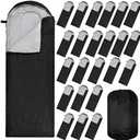 VitalCozy 24 Pcs Sleeping Bags for Adults Bulk Lightweight Waterproof Backpacking Camping Sleeping Bag with Compression Sack, Portable Compact for Hunting Hiking Outdoor Camping Essential (Black)83 x 30