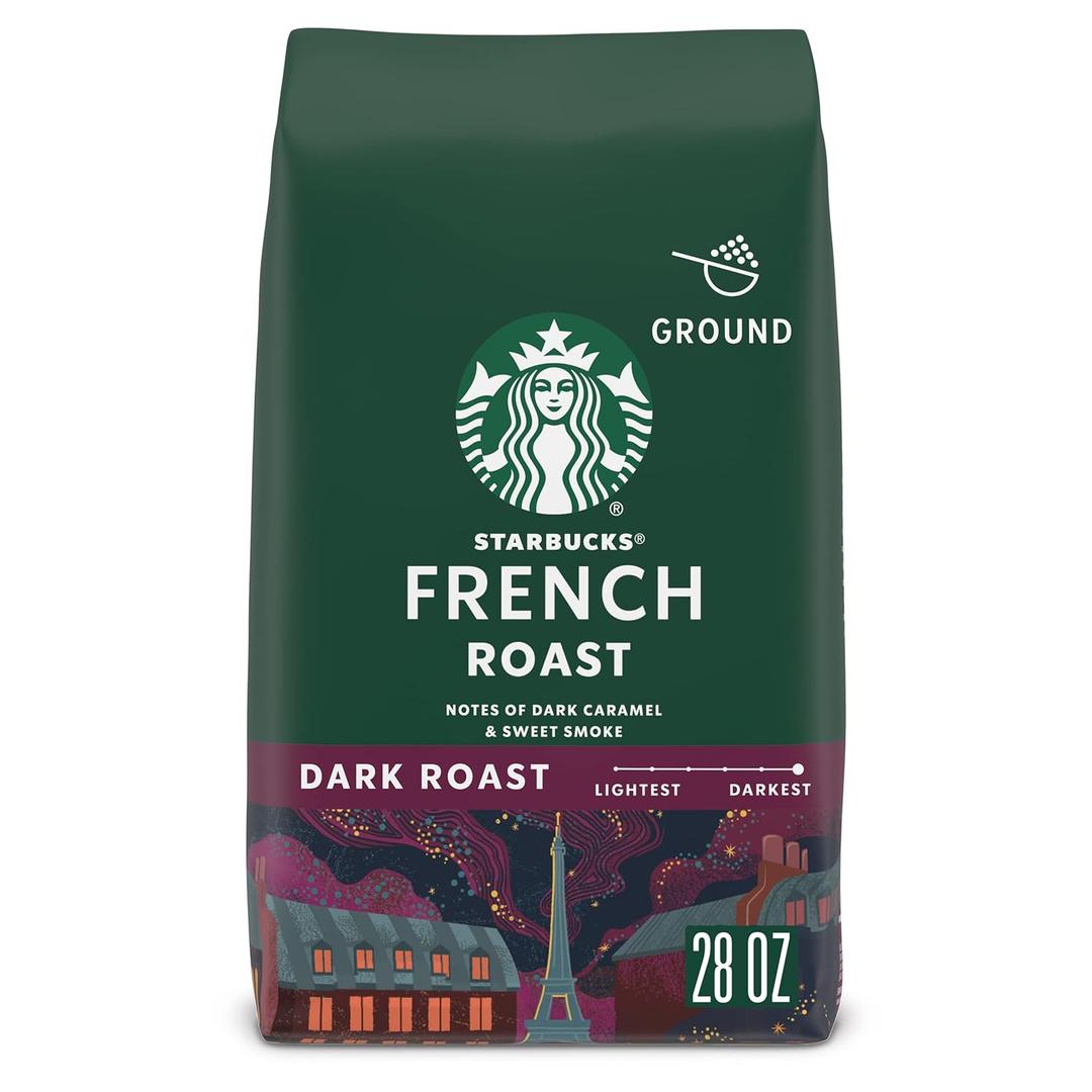 Starbucks Ground Coffee, Dark Roast Coffee, French Roast, 100% Arabica, 1 bag (28 oz) (EXP 04/13/25)