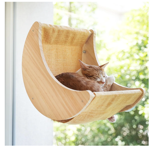 HAPYKITYS Window Cat Bed Moon Perches, Mounted with Strong Suction Cups Cat Window Seat for Sleep and Watch Birds