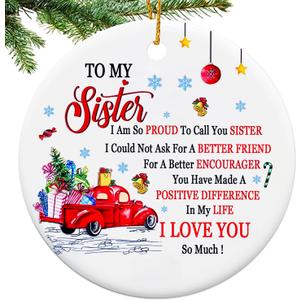 Sister Christmas Ornaments 2025,Sister Ornament for Christmas Tree,Best Sister Gifts,Friends Ornaments for Women,Friendship Gift for My Sister