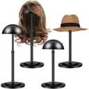 Tatuo 4 Pcs Wig Holders, 9.8"-18.9" Adjustable Height Wig Head Stand Portable Hat Display Holder Storage for Multiple Travel Wigs Styling Practice women DIY Head Stand Non Slip Stable (Black)