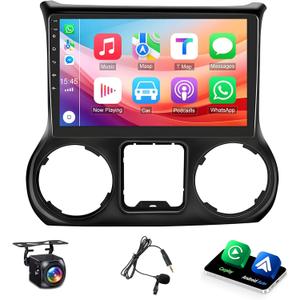 10'' Car Radio for Jeep Wrangler JK 2007-2018 Dodge Ram 1500 2500 2009 2010 2011 2012 Compass Grand Cherokee with CarPlay Android Auto, Touchscreen Head Unit GPS Bluetooth Backup Camera WiFi AM/FM SWC