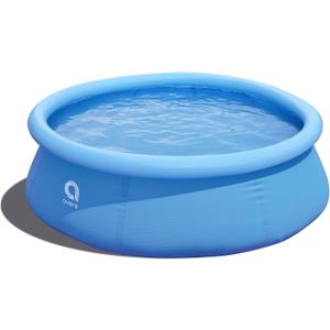 JLeisure Avenli 8 Foot x 25 Inch 2 to 3 Person Capacity Prompt Set Above Ground Inflatable Outdoor Backyard Swimming Pool, Blue