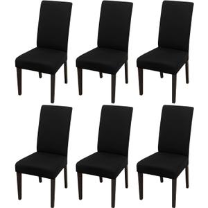 JQinHome 6 Pcs Dining Chair Slipcover,High Stretch Removable Washable Chair Seat Protector Cover for Home Party Hotel Wedding Ceremony (Black)