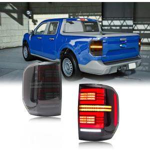 LED Tail Lights Assembly for Ford Maverick 2022-2025 Pickup, Smoked Lens Rear Lamps for Maverick with Animation DRL Sequential Indicator, Plug & Play