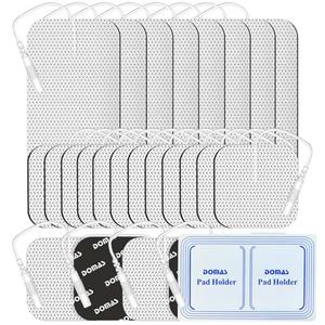 DOMAS 24 Pack 2x2&2x4 TENS Pads with Pad Holder, for TENS 7000, 30 Uses, Latex-Free, TENS Unit Electrode Replacement Pads Compatible with AUVON Etekcity & Other 2 mm Pin TENS Units