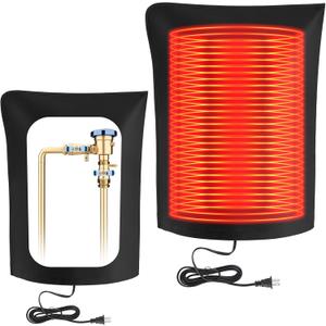 1 Pcs 20" L x17 W Electric Heated Outdoor Faucet Cover for Winter Freeze Protection Heating Hose Bib Covers for Winter, Water Pipe Heater for Garden Faucet Insulated Spigot Protector, Black