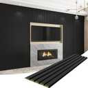 8-Pack WPC Wall Panels 108’’ x 6.3’’ 3D Slat Wall Panel Acoustic Wall Paneling for Interior Wall Decor TV Background Kitchen Bedroom Black