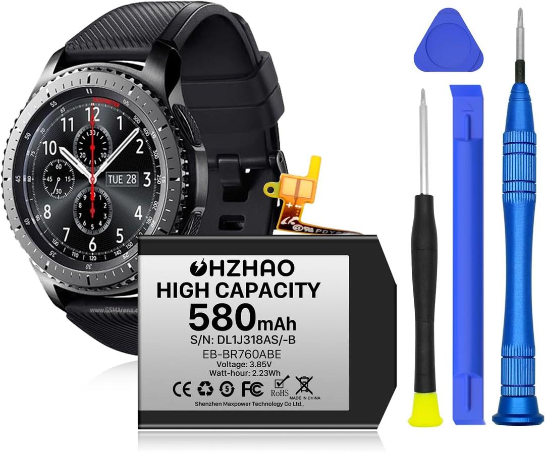 Battery for Samsung Gear S3 Frontier Battery 580mAh(SM-R760) 2025 Upgrade High Capacity, Replacement Battery for SM-R770, BR760, R765 with Professional Repair Tool Kit