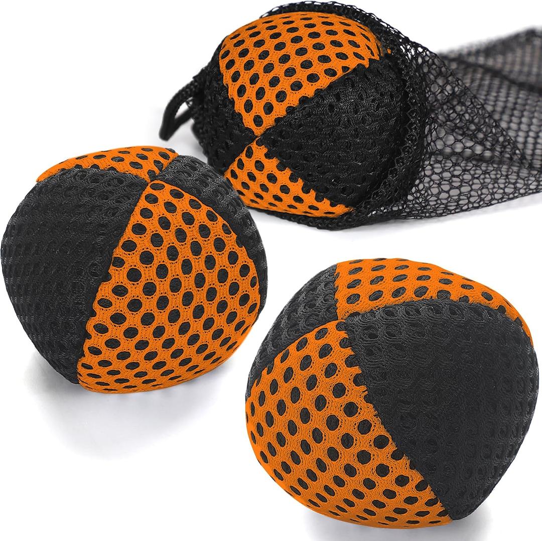 Juggling Balls for Beginners and Professionals Set of 3 Juggling Bean Bags Durable Juggle Ball Kit (Black - Orange)