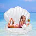 Zcaukya Inflatable Seashell Pool Float, Giant Clam Air-Filled Toys with Pearl Ball for Kids Birthday Party Swimming Pool Summer Beach Party Mermaid Ocean Theme Party Decor, Large