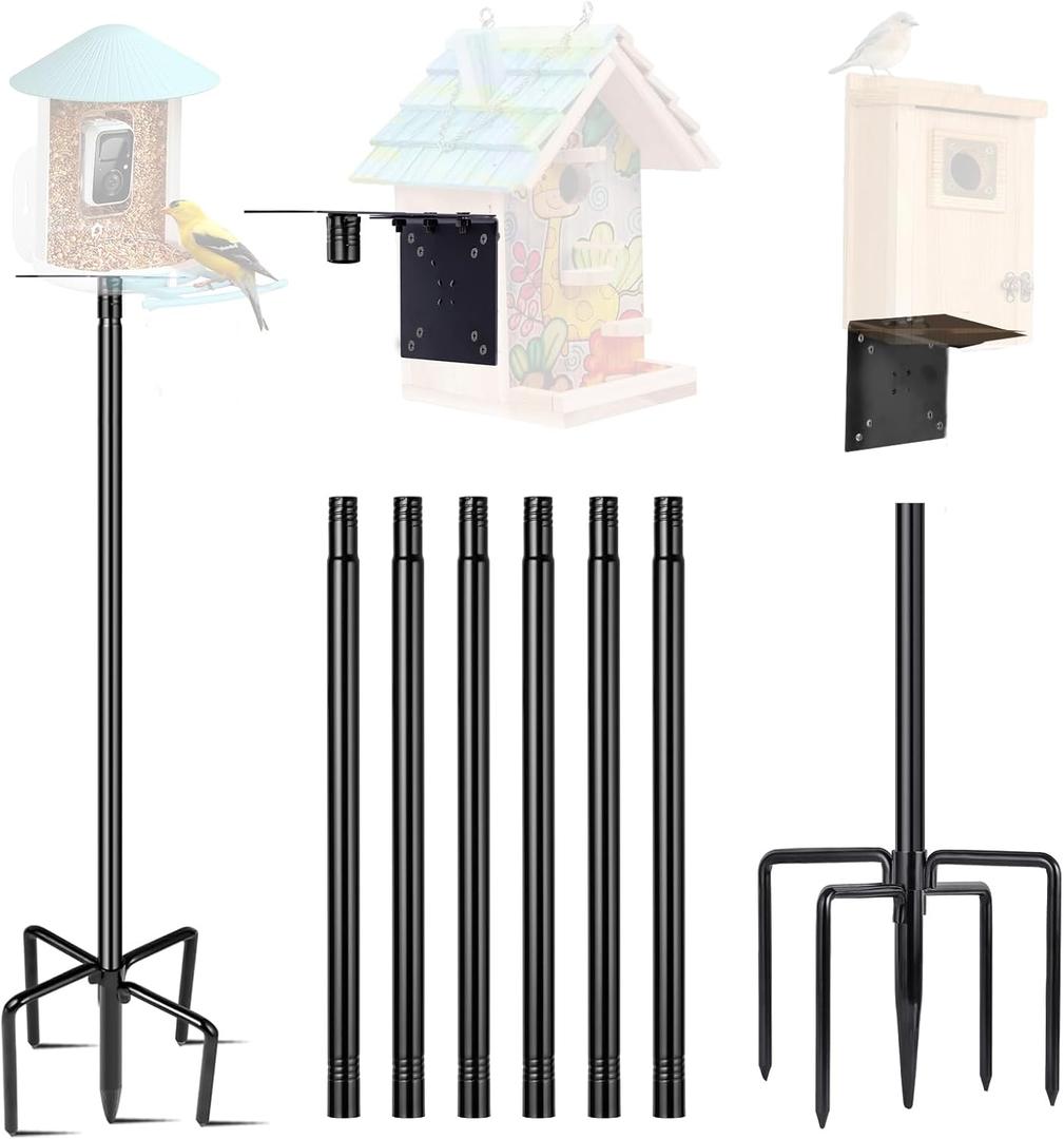 Bird Feeder Pole for Outdoor, 1 Pack 109 Inch Bird House Pole for Outside Heavy Duty, Adjustable Feeder Stand for Smart Wild Birds Watching