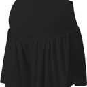 EXARUS Maternity Shorts Flowy Butterfly Pregnancy Skirt Athletic Skort Workout 2 in 1 Gym Active Over The Belly (Large, Black)