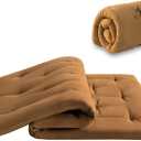 Japanese Floor Futon Mattress Queen Size 60"x 80", Foldable Bed Mattress, Portable Tatami Mat Sleeping Pad, Folding Futon Cushion, Roll Up Floor Lounger for Guest Room Dormitory (Brown)