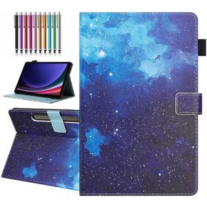 Case for Samsung Galaxy Tab S9 FE 10.9 Inch/S9 11 Inch 2023 Model, Auto Wake/Sleep, Premium PU Leather Folding Stand Cover with Pen Holder & Multiple Viewing Angles - Starry Sky