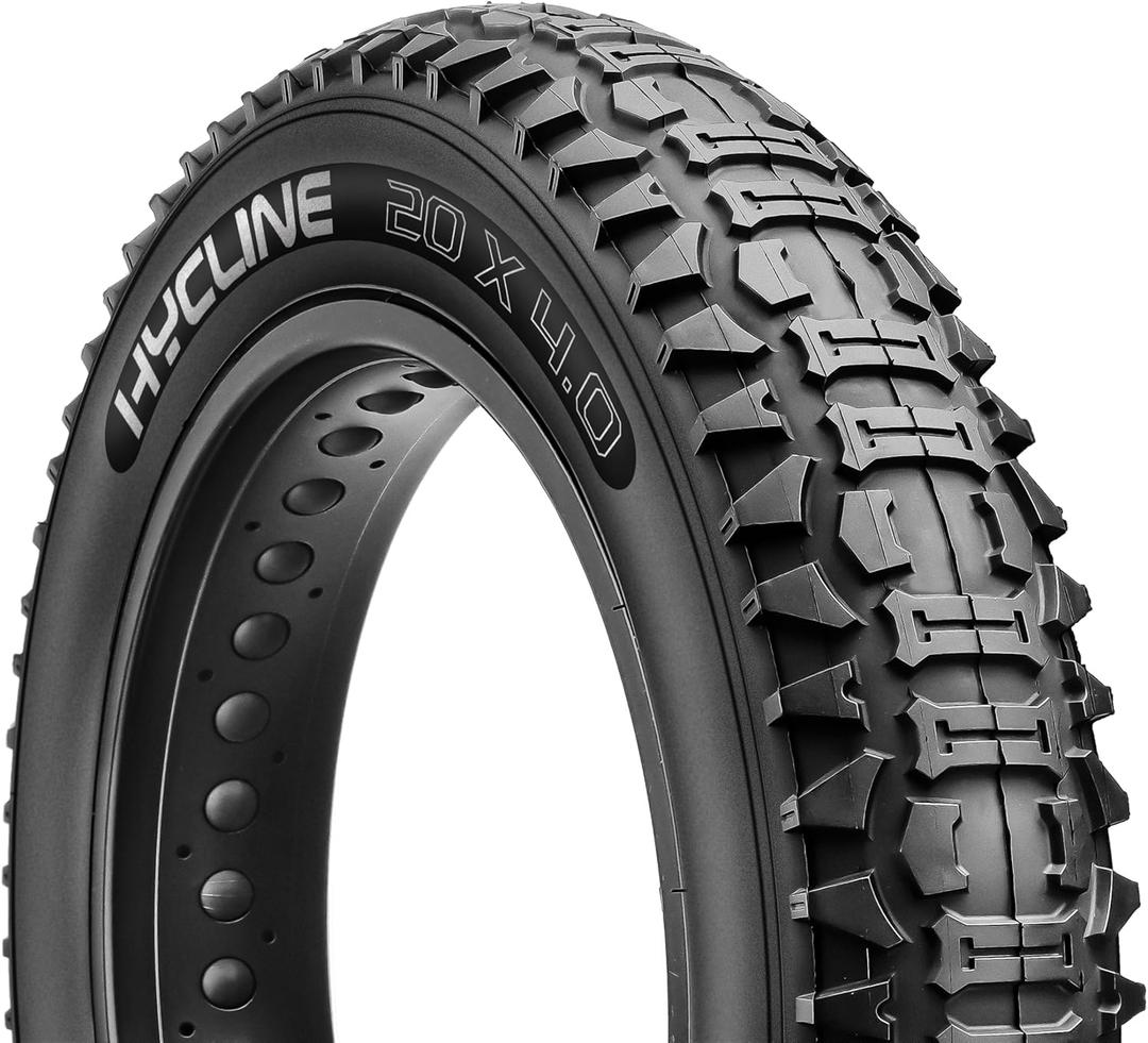 Hycline Ebike Replacement Fat Tire: 20x4.0 Inch Heavy Duty Folding Electric Fat Tires, All-Terrain High-Density Bicycle Tires for Street or Trail Riding