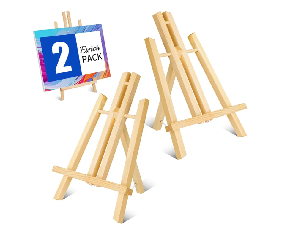 ESRICH 4 Pack 11.8" Wood Easels,Tabletop Easel for Painting,Painting Party, Displaying Canvases, Kids Student Table School Desktop, Portable Canvas Photo Picture Sign Holdera