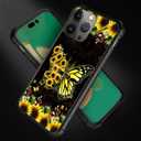 Compatible with iPhone 14 Pro Case Reinforced Four Corner Shock-Absorbing Anti Slip Soft TPU Frame Case Compatible with iPhone 14 Pro 6.1inch for Girls/Women Pattern Sunflower Butterfly