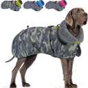 SlowTon Dog Winter Coat, Windproof 3 Layers Thick Warm Fleece Lining Dog Jacket for Cold Weather, Reflective Dogs Apparel with Leash Opening for Medium Large Dogs(Green Camo,3XL)