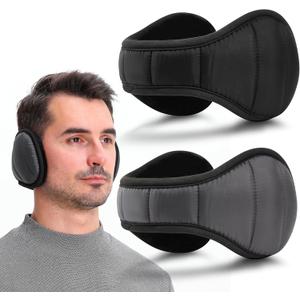 Eyegla Mens Winter Ear Muffs Foldable Cold Weather Earmuffs Fleece Warm Ear Warmers Behind The Head Ear Muffs