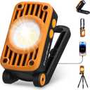 EverBrite COB Rechargeable Folding Work Light, 7 Lighting Modes, 1200 Lumens LED with 180 Adjustable Stand and Hanging Hook, Magnetic Base for Car Repair, Camping, Emergency, Job Site