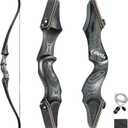 Obert Original Black Hunter Takedown Recurve Bow 60inch with Bamboo Core Limbs Archery Hunting Target Practice