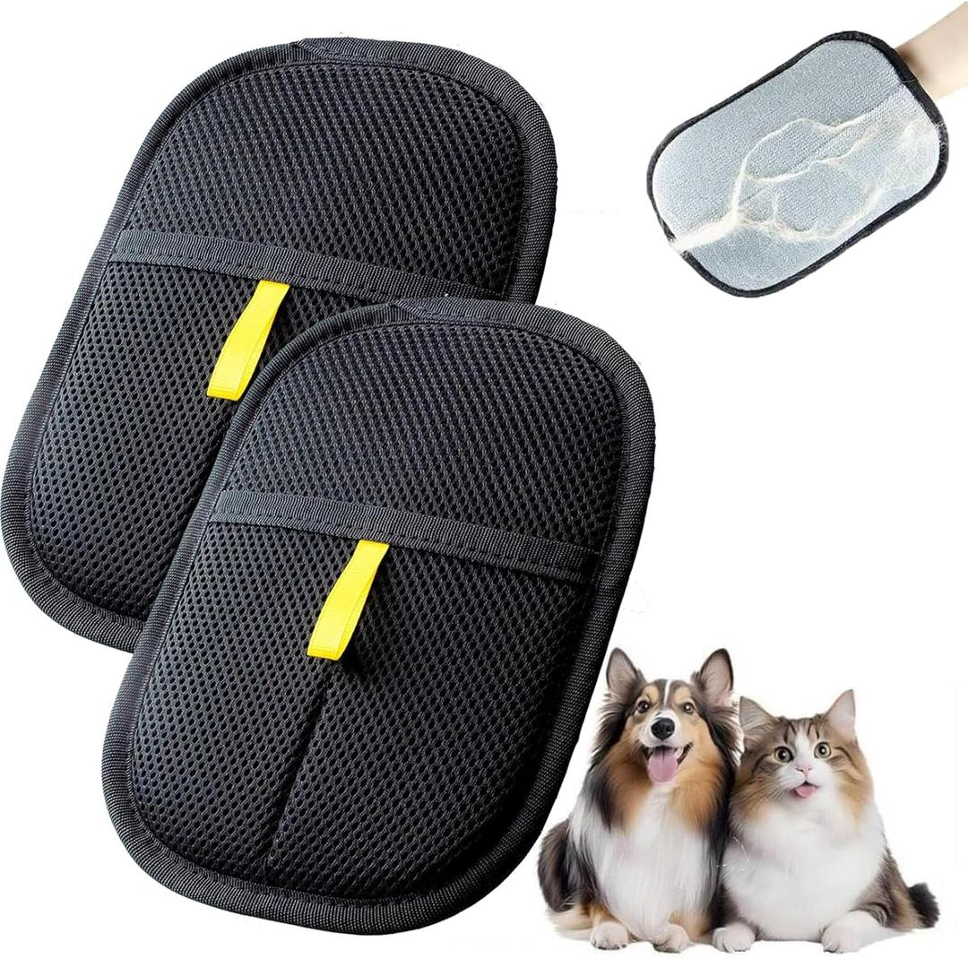 Pet Hair Removal Glove, Pet Hair Remover Gloves for Cats & Dogs, Dogs, Electrostatic Pet Hair Removal Gloves Brush for Pets Hair, Suitable for All Pets (2pcs)