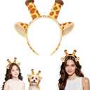 Edoneery Reindeer Antlers Headband for Women, Christmas Furry Deer Antlers Animal Ears Hairband for Cosplay Party Costume