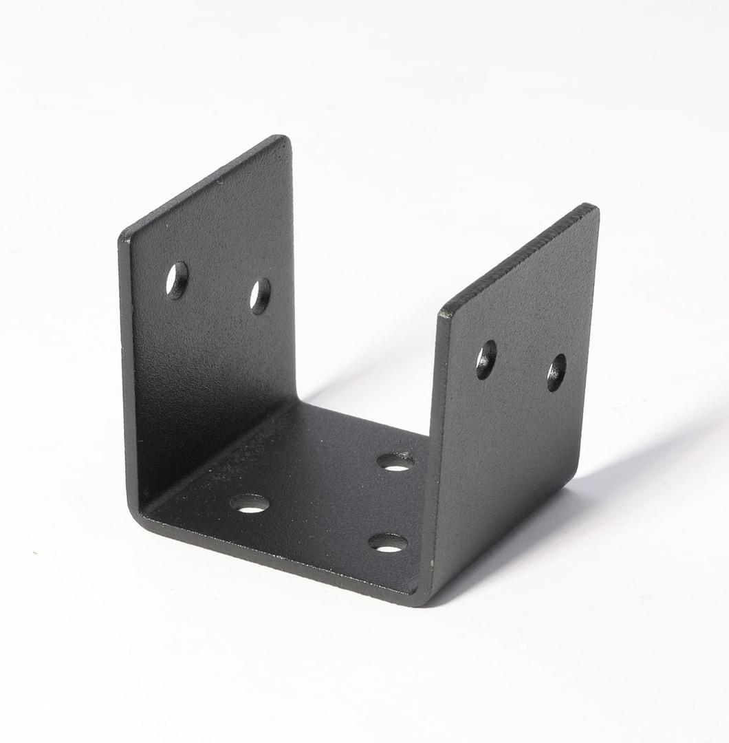 20 PCS U-Shaped Metal Brackets, Black Half Post Base 2x2 2x4 2x6 Post Anchor Connector for Joist Hanger Brackets Support, Inner Size 1.97", Thickness 0.08" (14 Gauge)