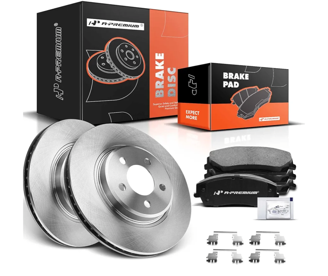A-Premium 12.6 in (320 mm) Front Vented Disc Brake Rotors + Ceramic Pads Kit Compatible with Select Chrysler and Dodge Models - 300, Challenger, Charger, Magnum, 6-PC Set