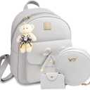 K.E.J. Mini Backpack Bowknot Leather Backpack Purse 3-PCS Cute Small Backpack for Women Ladies