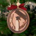 Hairdresser Beauty Ornament  Wooden Salon Scissors & Comb Christmas Decoration, Hairstylist Gift for Tree, Barber & Cosmetology Holiday Ornament O143