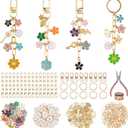 HOMAR 223Pcs DIY Keychain Making Bag Charm Jewelry Chain Making 86 Flower Charms 10 Keychain Clips with Key Ring 15 Extender Chains 100 Jump Ring for DIY Craft Supplies Accessories
