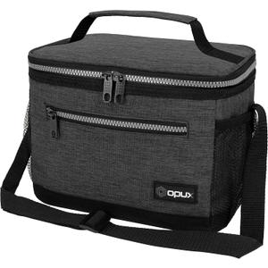 opux Insulated Lunch Box Men Women, Lunch Bag for Work School, Leakproof Soft Cooler Tote Adult, Large Lunch Pail Kids Boys Girls, Picnic Beach Food Bag with Shoulder Strap, Charcoal (Medium - 8L)