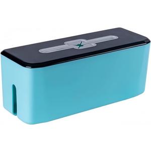 Cable Management Box with Lid  11.8" Cord Organizer for Power Strip & USB Hub, Light Blue Wire Hider for Desk, TV Stand, Home Office & Gaming Setup