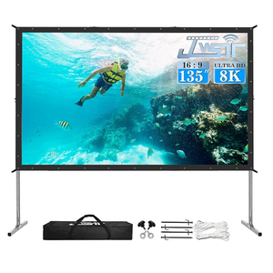 Projector Screen and Stand,JWSIT 135 inch Outdoor Movie Screen-Upgraded 3 Layers PVC 16:9 Outdoor Projector Screen,Portable Video Projection Screen with Carrying Bag for Home Theater Backyard
