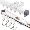 Ceiling Curtain Track - Telescopic Ceiling Track, Wall Mount Curtain Track with Hooks, Easy-to-Install for Living Room/Bedroom/Bathroom/RV, Fits Triple Fold, Pinch Pleat & Grommet, White(2.8 - 4.9 FT)