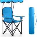 HIGH POINT SPORTS Camping Chairs with Shade, Foldable Canopy Chair, Folding Camping Shade Chair for Outdoor, Camping, Patio, Support 350 LBS, Blue