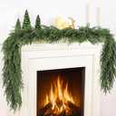 12FT2 * 6FT Christmas Norfolk Pine Garland, Real Touch Faux Green Garlands, Winter Artificial Greenery Garland for Mantle, Stairs, Table, Fireplace, Indoor & Outdoor Xmas Decorations