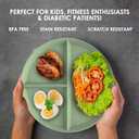 2 x 9" Portion Control Plate - Divided Dinner Plate with Dividers for Adults & Kids - BPA Free, Wheat Straw & PP Construction, Modern Style, Microwave, Dishwasher & Freezer Safe (Pack of 1, Mint Green)