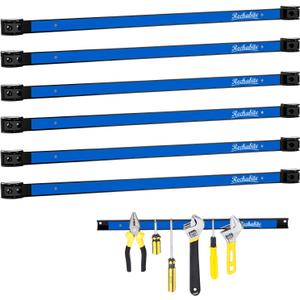6 Pieces 24" Magnetic Tool Holder Strip, Blue Magnet Bar, Metal Tool Organizer Rack for Garage Organization, Easy To Install in Workshop, Mounting Screws Included