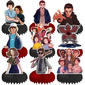 9 Pcs TV Series Theme Party Decorations, Anime Characters Birthday Table Decorations, Honeycomb Base Party Ornamental, Suitable for Everyday Tabletop Decor and Party Table Arrangements.