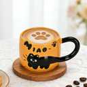 Naughty cat coffee Mugs,Cute funny Mug For Women, 380ml Unique Ceramic Coffee Tea Cups, Office Mug Gift 12.85oz/380ml (Caramel Brown)