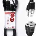 iWork 10ft Black Extension Cord, 16/3 SJTW Heavy-Duty, 10' Cable 3-Prong Grounded Plug, Weather-Resistant Power Strip, UL Listed, 13 Amp/1625 Watt Capacity, 10-Foot Extension Cords for Indoor/Outdoor