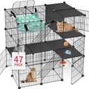 Cat Cage, 3-Tier DIY Cat Enclosures Catio, Cat Playpen Indoor & Outdoor with Hammock, Detachable Metal Wire Kennel Cats Crate, 2x3x3 Exercise Place for 1-3 Cats/Kitten