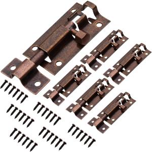 2 Inches Sliding Door Latch,6 Pcs Brass Bronze Latch Lock,Barrel Bolt Latch with Screws,Stainless Steel Barrel Bolt for Door Bedroom Bathroom Window Fence